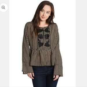 EVERLY Long Sleeve Striped Babydoll Top